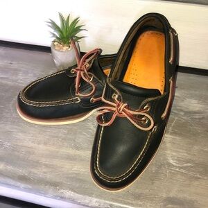 Timberland 2 Eye Classic Handsewn Leather Boat Shoes Navy Blue Style 740…